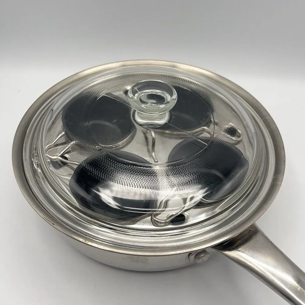 Belgique Tools of the Trade Gourmet With Glass Lid Egg Poacher Frying Pan